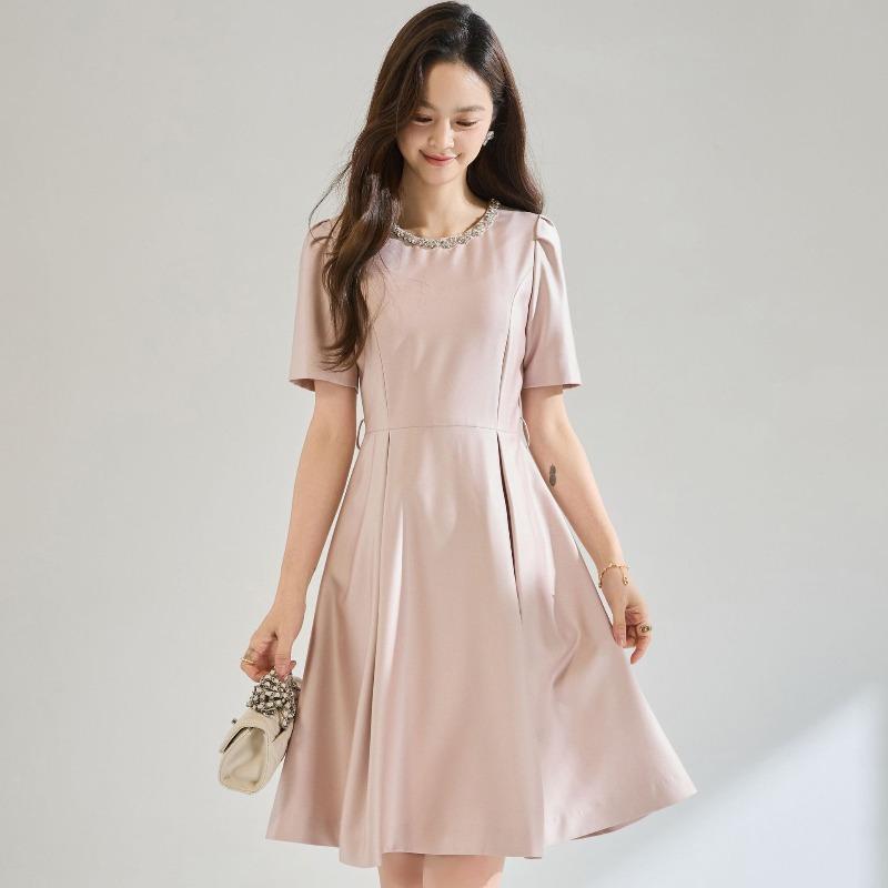 

Summer new feeling waist and thin temperament elegant celebrity style pink dress women S розовый