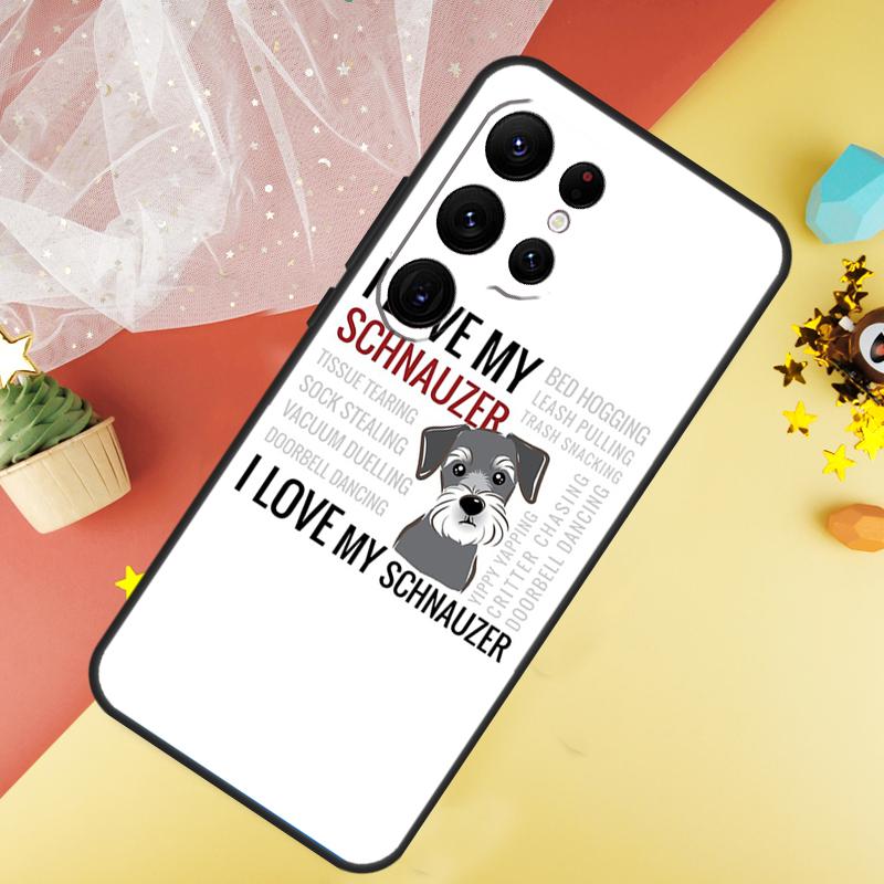 Cartoon Schnauzer Dog Case For Samsung Galaxy S23 Ultra S24 S22 S20 S21 FE Note 10 20 Ultra S8 S9 S10 Plus Cover