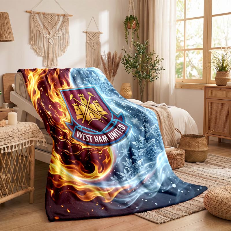 West Ham United Football Print Flannel Blanket Soft Warm Sofa Bed Throw Blanket For Home Office Bedroom