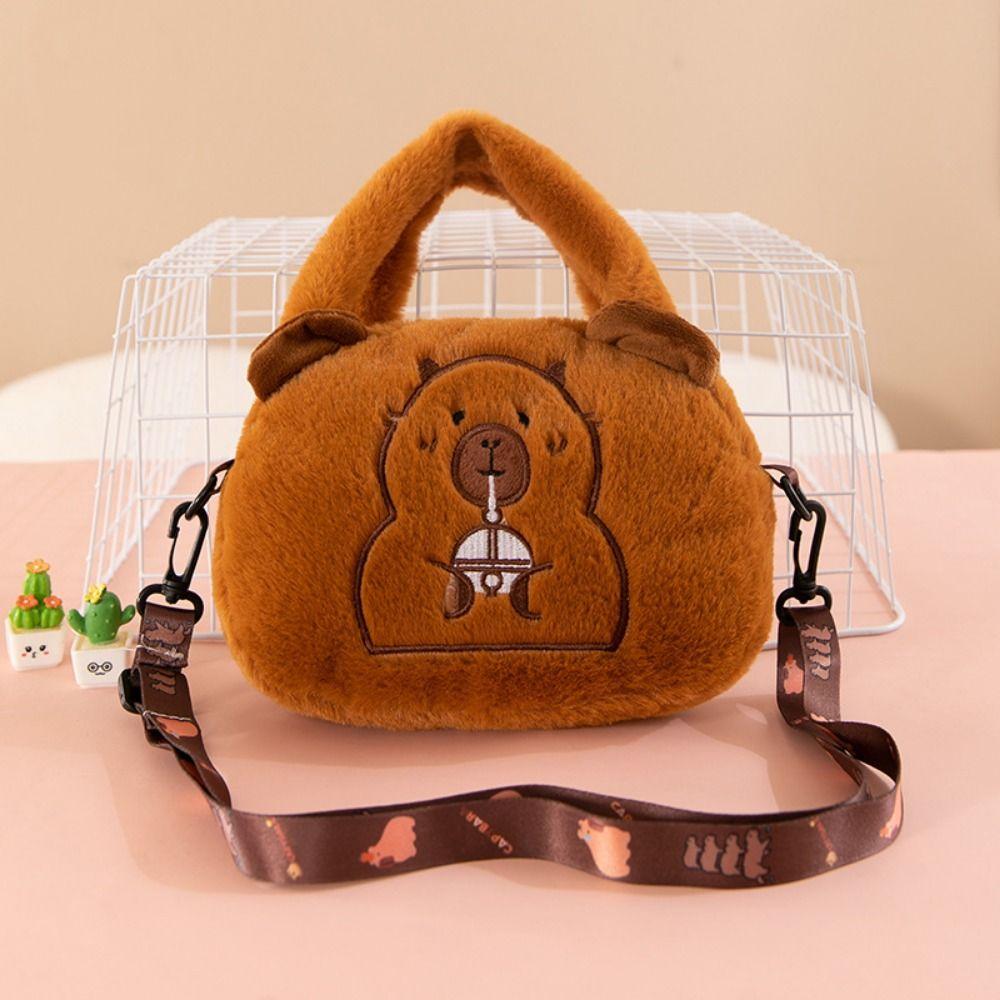 Animal Cartoon Capybara Crossbody Bag Plush Capybara Cartoon Shoulder Bag  Female Lady Girl