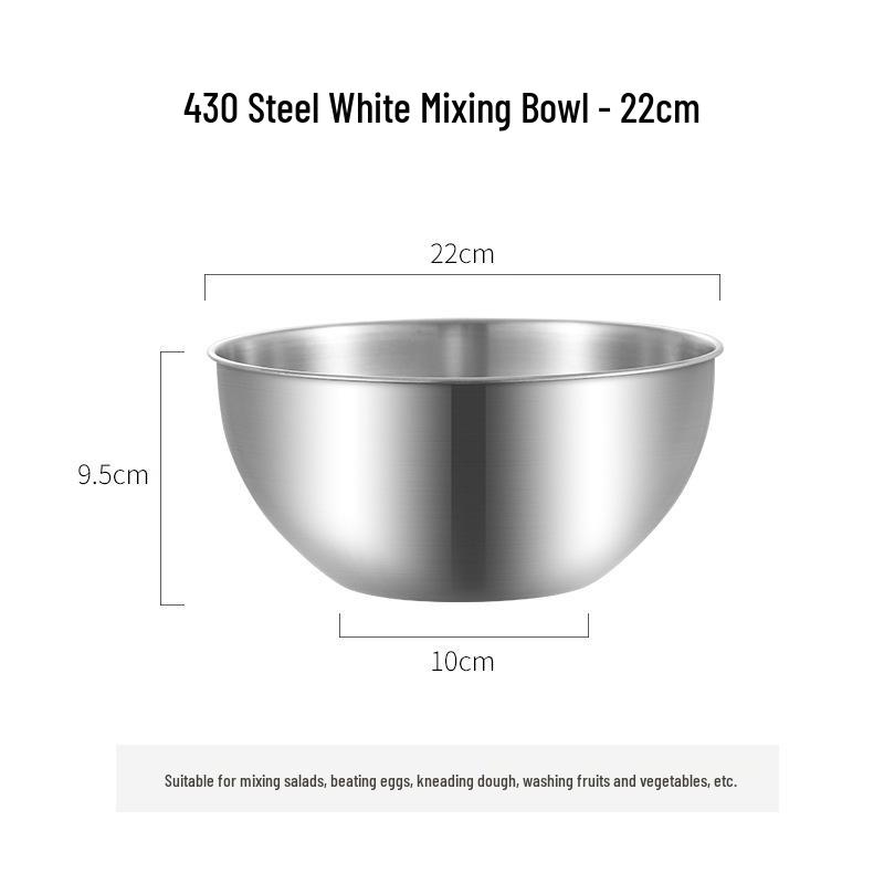 Extra Thick Food-Grade Stainless Steel Basin with Scale for Vegetables & Dough—Household Kitchen Mixing Bowl