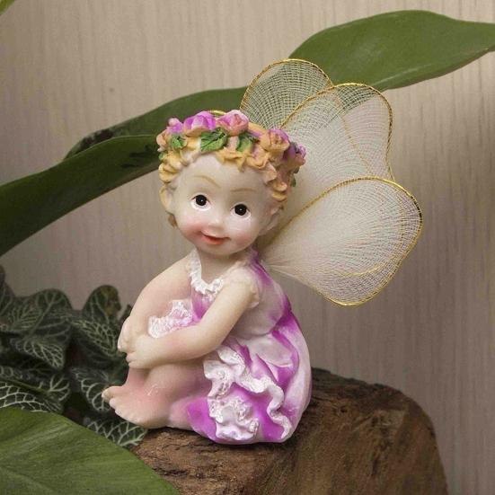4Pcs/Set Fairy Garden DIY Flower Angels Ornament Miniature Decor Resin Figurines
