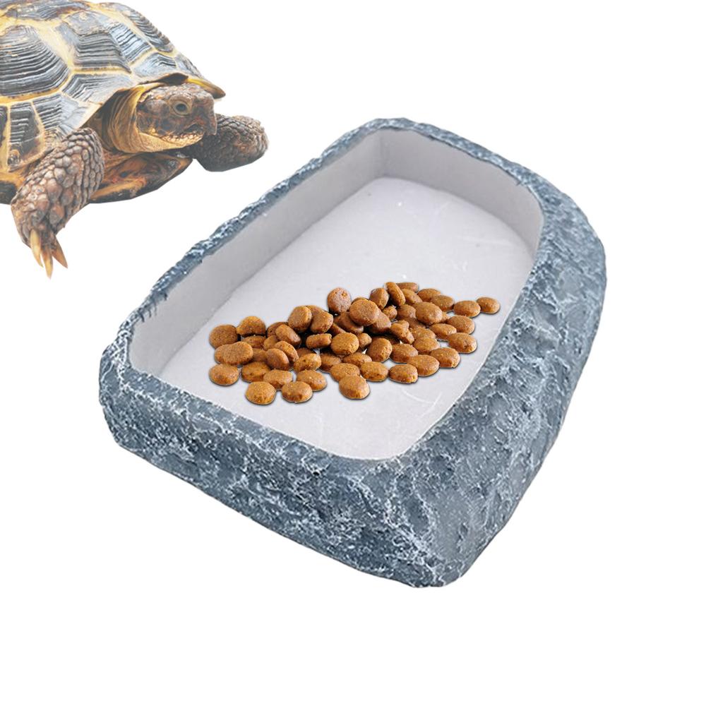 Reptile Water Dish Reptile Food Feeding Dish Terrarium Decor Resin Pet Feeder For Frog Hermit Crab Tortoise Snake Bearded Dragon