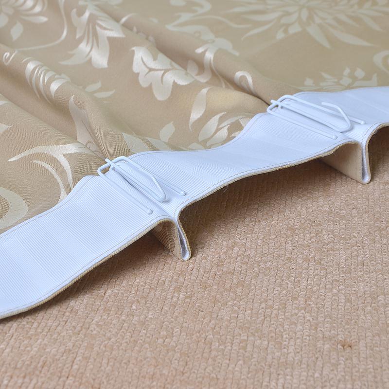 European Style Gold Floral Polyester Curtains for Living/Bedroom, 1.7x2.2m, Various Sizes, Rod Pocket or Hook