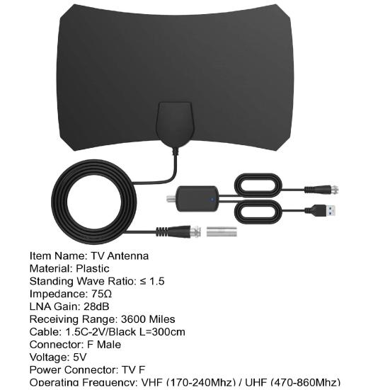 1 Set 3600 Miles TV Antenna High Gain HD-compatible Transmission Wide Range High-resolution Stable Output Signal Reception 4K 1080P