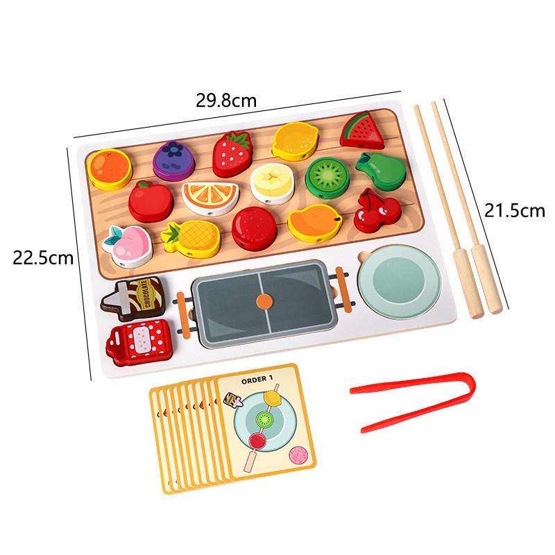 Puzzle Early Education Wooden Play Food Toys Children Fruit Skewer Fun Gift
