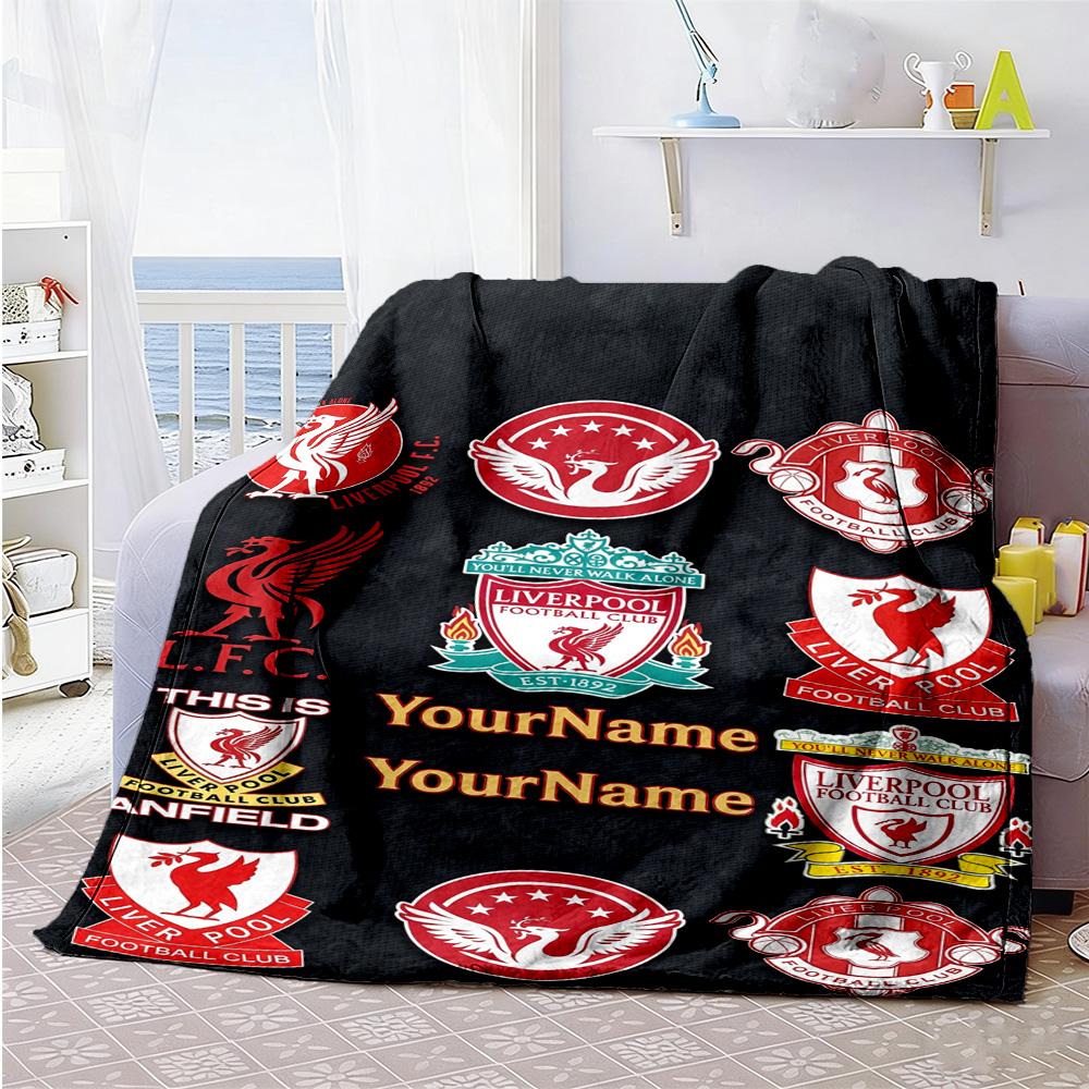 Liverpool Personalized Text Blanket Cozy Customizable Blanket Comfortable for Bed Couch Picnics Sofa All-Season Use Birthday Christmas Gift Blanket