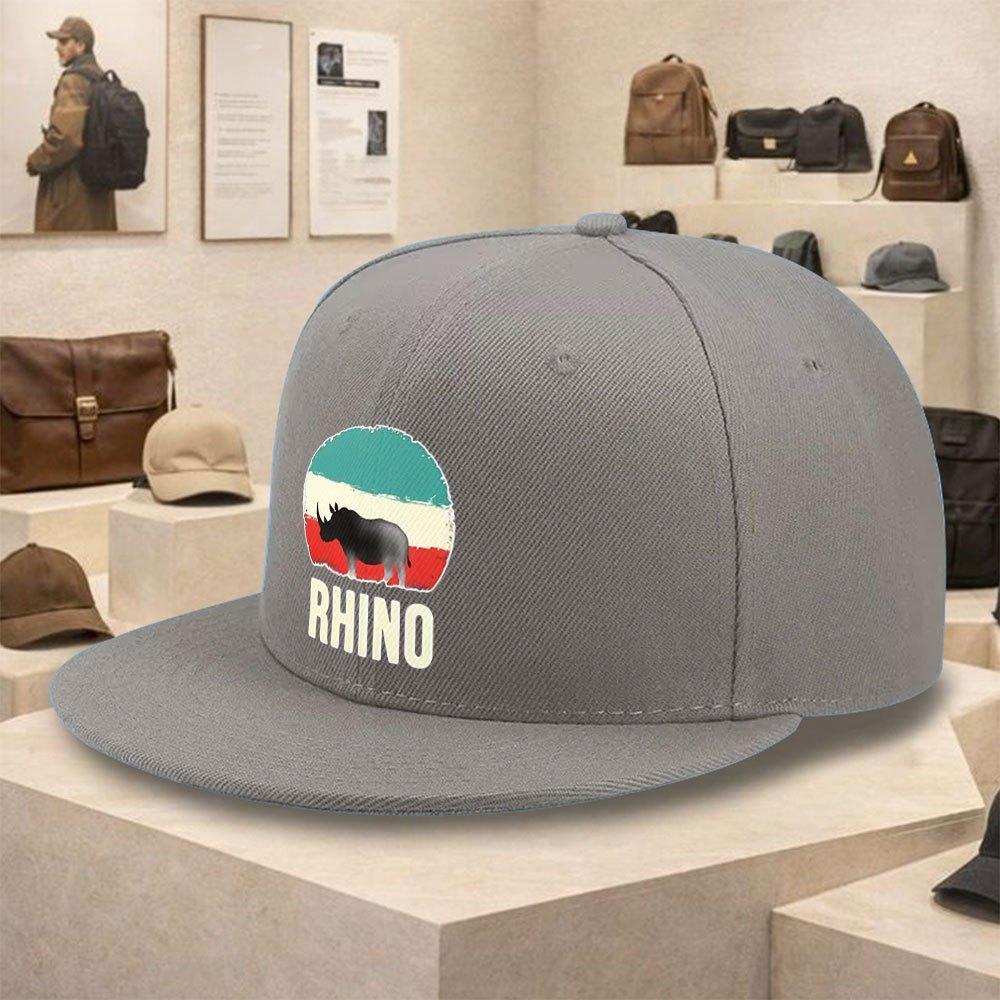 Rhino Sunset Graphic Baseball Cap Polyester Solid Color Street Style Snapback for Unisex Adults