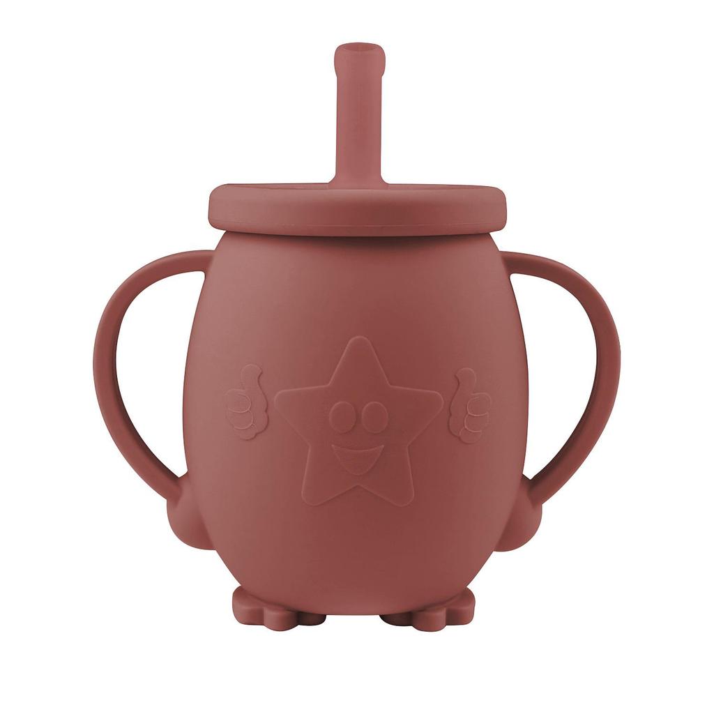 Silicone Toddler Training Cup with Straw Lid, Anti-fall Design