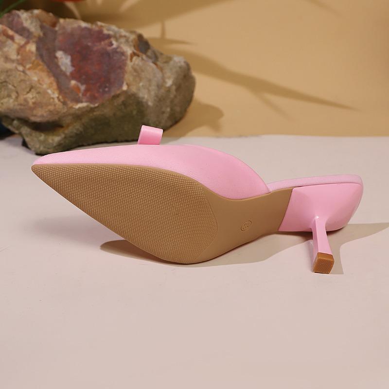 Fashion Plus Size 2025 Summer Closed Toe Women's Slippers Fashion Pointed Toe Bow Tie Thin Heels Modern Sandals Daily Dress New Slippers