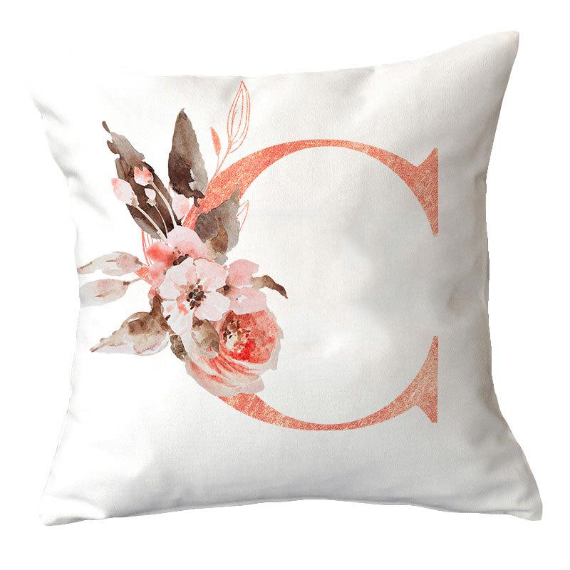 Ins Nordic Pillowcase Pink Letter Cushion Pillowcase Car Sofa Waist Home Furnishing