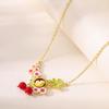 Xiaohongshu fashion temperament drip oil enamel glaze flower pendant necklace natural sweet pastoral collarbone chain