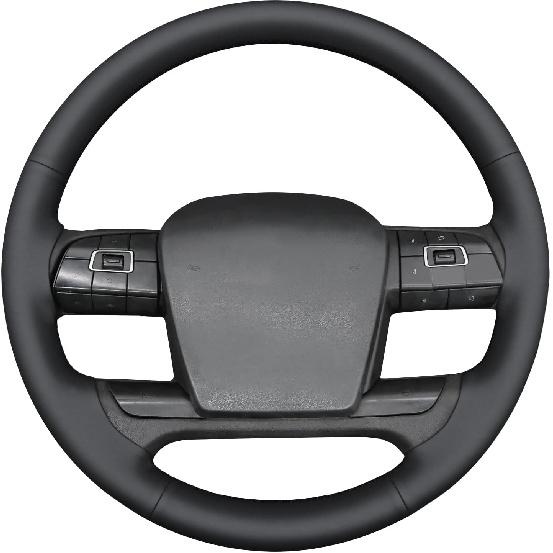 

MEWANT Hand Stitch Black Real Leather Steering Wheel Cover for Volvo VNL VNR FM FH 2017-2025 DIY Car Interior Accessory Black Smooth Genuine Leat