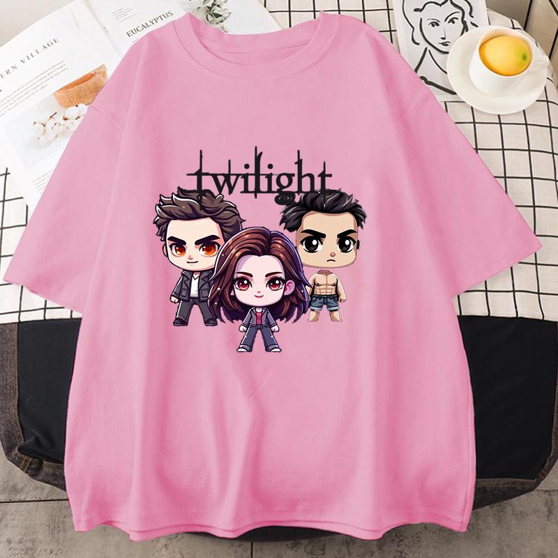 Nové Dámské Pánské Módní Tričko s Krátkým Rukávem Potisk Soumraku Ležérní Volné Letní Chladivé Tričko Topy