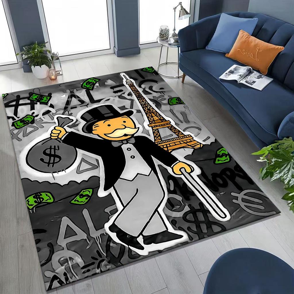 Rich Cartoon Monopoly Dollar Game Money Rug for Bedroom Living Room Sofa Home Doormat Decor,Large Kids Play Non-slip Floor Mat