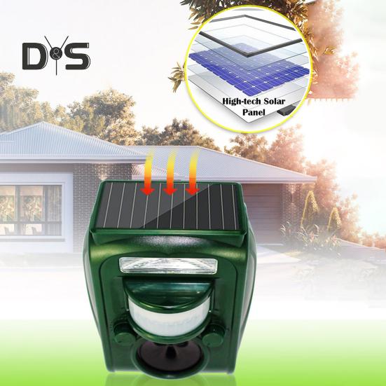 Solar Powered Ultrasonic Mouse Repeller with Infrared Sensor IPX4 Waterproof Squirrel Deer Repellent Deterrent Device Strobe Light