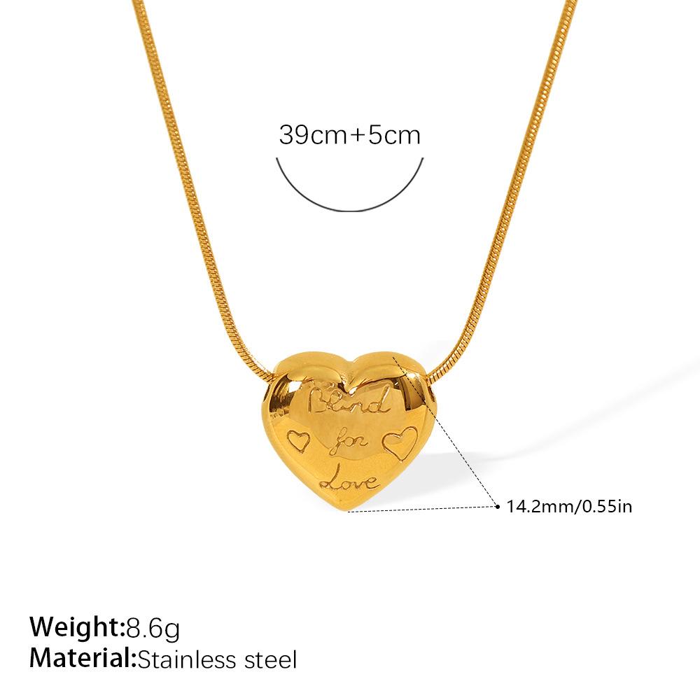 Cold Wind Gold Love Pendant Necklace Clavicle Chain Stainless Steel Gold Plated Personality Versatile Jewelry Women