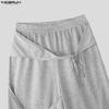 INCERUN Pantaloni lungi casual pentru bărbați, cu talie elastică, patchwork cu fundă