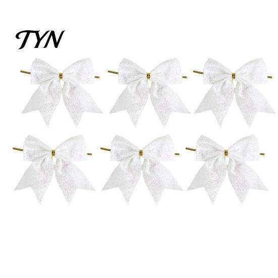 Luxury Style Christmas Tree Toppers Glitter Bow, Gold Sparkling Ribbon Hanging Ornament for Versatile Fabric Bows Parties Wreath Gift Box,
