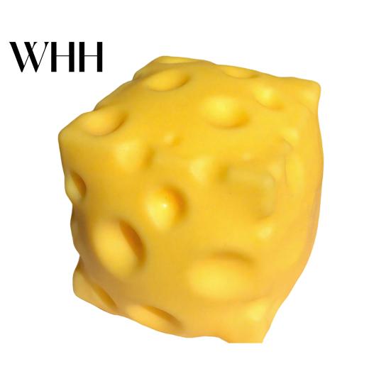 Yellow Cheese Squeeze Toy Stress Relief Cube Fidget Relaxation Stretch Focus Aid Simulated Sensory Soft TPR Ball Anxiety