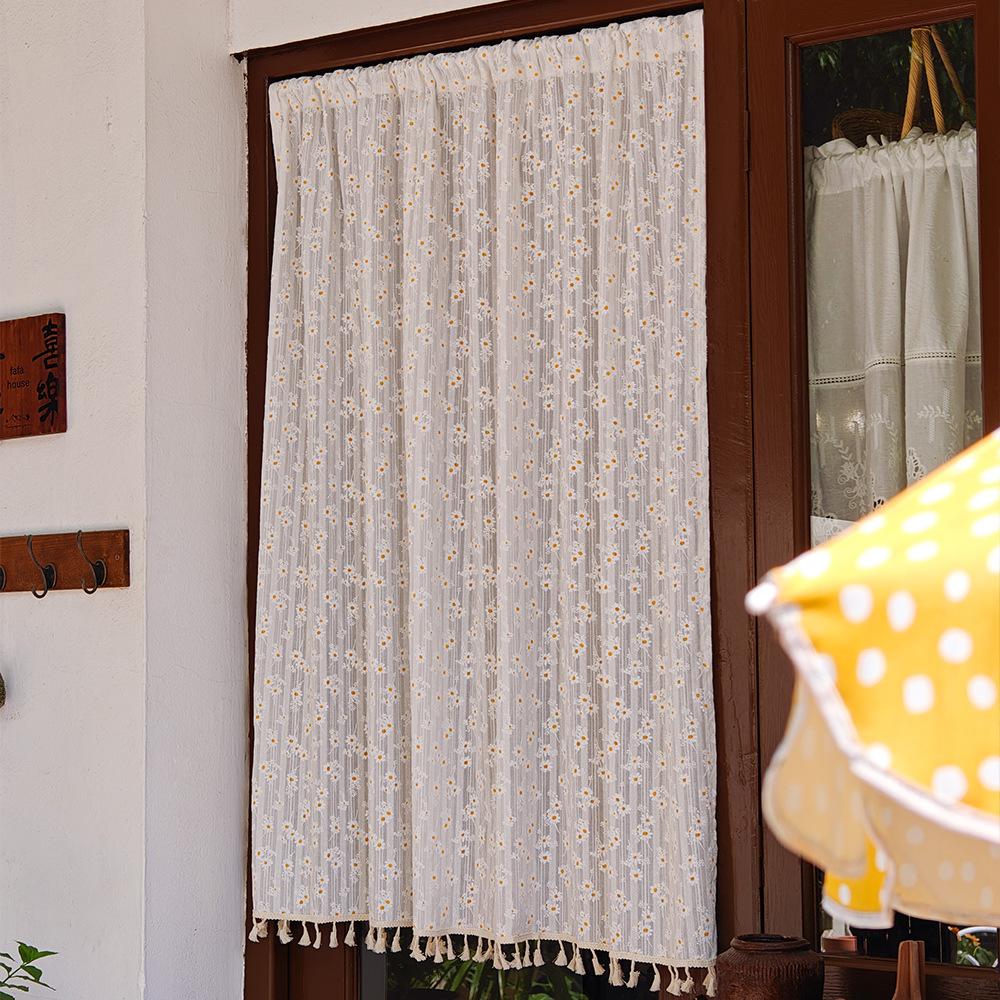 

Vintage Polyester Cotton Door Curtain Milky White Breathable Small Curtain Suitable for Bedroom and Kitchen Shading Decoration W140xH30cm белый