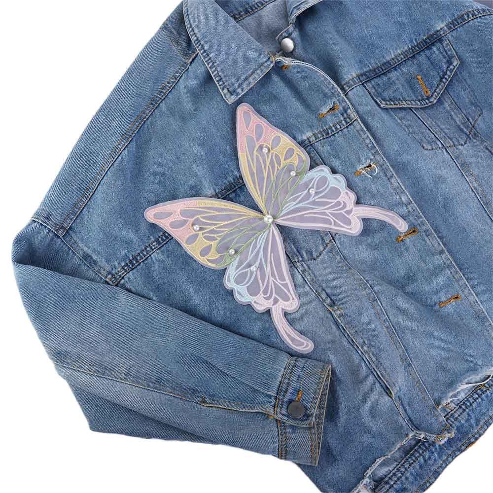 Garment Sewing Clothes Decoration Organza Fabric Embroidered Patch Butterfly Appliques Apparel Accessories Clothing Stickers