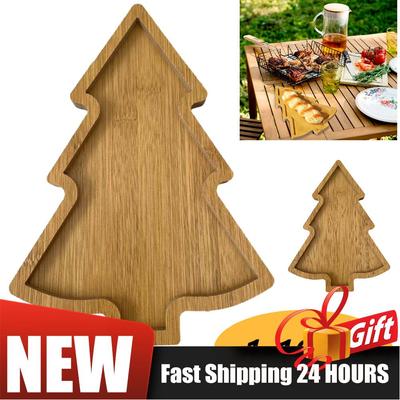 1-10PCS Christmas Tray Plate Christmas Tree Sushi Dishes Salad Board Wooden Candy Dish Snack Dessert Restaurant Dessert Decor