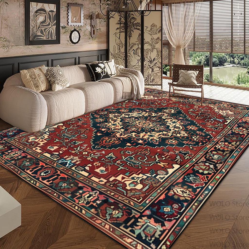 Persian Red Large Carpets for Living Room Ethnic Style Decoration Non-slip Fluffy Soft Rug Home Sofa Area Bedroom Washable Mats