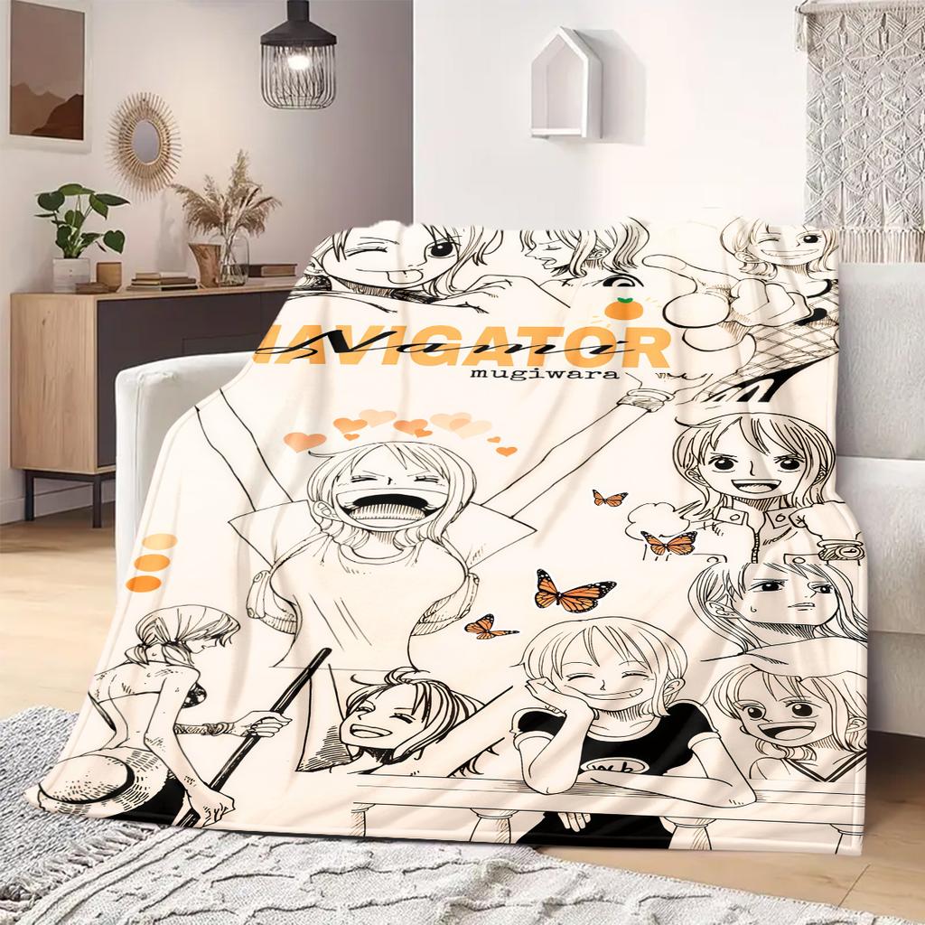 Nami Print Blanket Warm Comfortable Flannel Blanket Suitable for Bedrooms,Sofas, Beds,Chairs,Travel -QIAO61