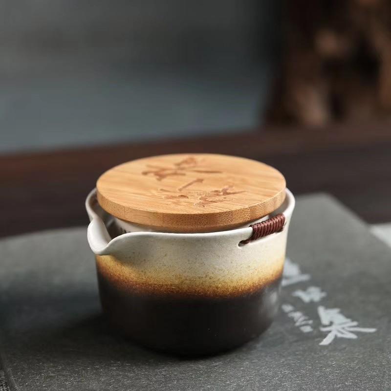 Ceramic Quick Tea Cup One Pot Two Cups Ceramic Portable Storage Bag Kung Fu Tea Set