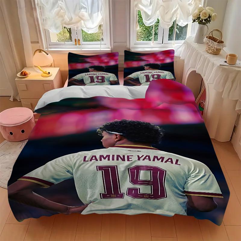 3Pcs Lamine Yamal'S Jersey Number Bedding Sets For All Sizes New 3D Printed Bed Cover Comforter Duvet Cover Pillowcase Bedroom Decoration