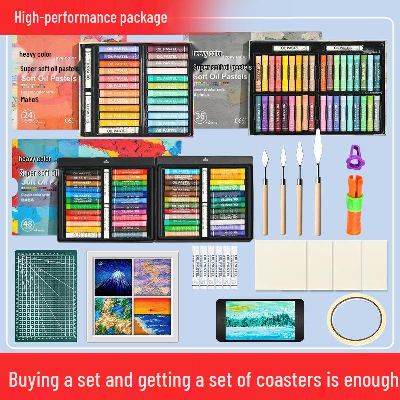 Super Soft Heavy Color Oil Pastel Set - Soft Crayons & Brushes for Oil Painting, Macaron Painting Tool Kit