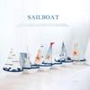 Segelboot-Modell aus Holz, Segelboot, Heimdekoration, Strand, nautischem Design, Marineblau