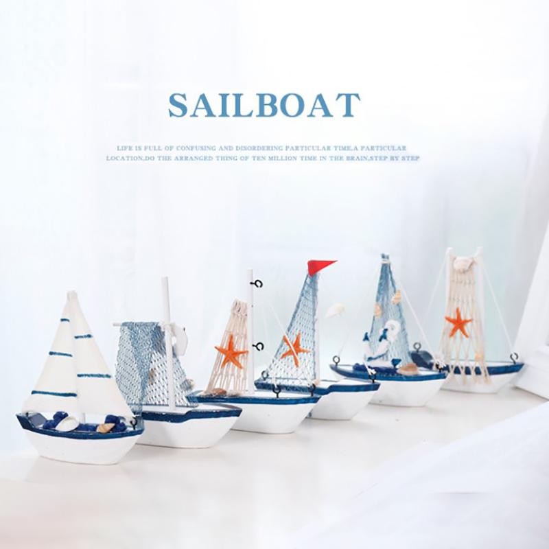Segelboot-Modell aus Holz, Segelboot, Heimdekoration, Strand, nautischem Design, Marineblau