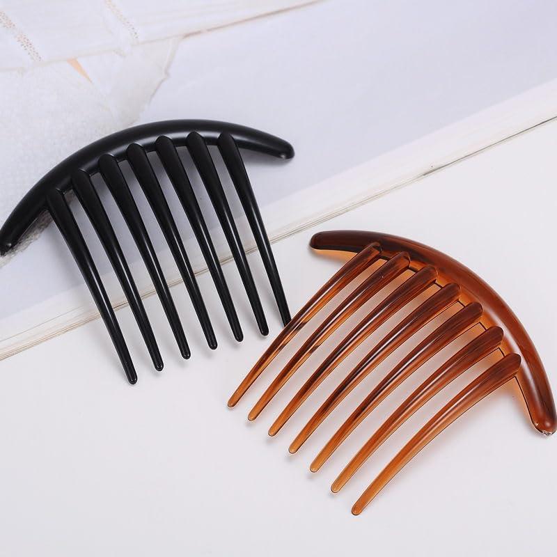 6pcs Updo Hair Accessories Set, 7-Tooth Twist Comb Hairpin, Hair Stick for Easy Hair Styling, Black + Brown