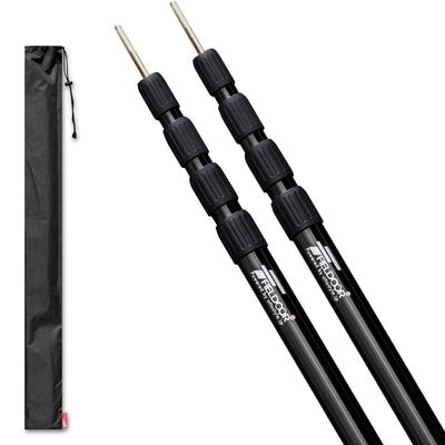 FIELDOOR Teleskop-Zeltstange aus Aluminium, Durchmesser 32 mm, stufenlose Einstellung, 2er-Set, inkl. Aufbewahrungstasche, Schaukeltyp, einfache Höhenverstellung, einfach drehen