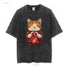 Cute Maneki Neko Cat T Shirt Lucky Charm SweaT Valentines Day Japanese Apparel Adorable Mom Crewneck Vintage Washed Comfortable