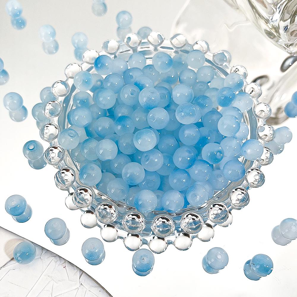 100pcs Glass Gradient Beads Multi Color Round 8mm Loose Spacer Beads for DIY Craft Bracelet Necklace Jewelry Making Findings