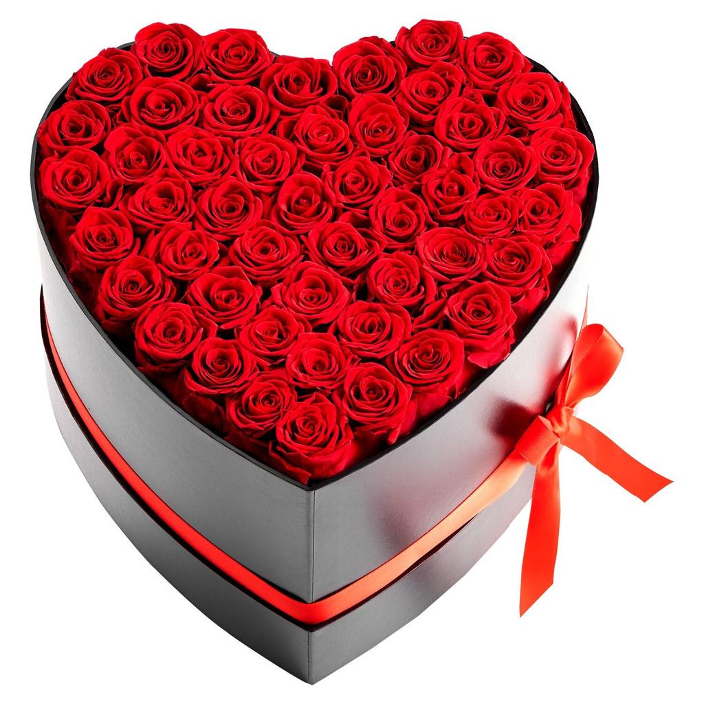 Forever Flowers, 50 konservierte Rosen in einer Herzform-Box, Ewige Blumen Unsterbliches Bouquet Geburtstagsgeschenk zur Lieferung Prime Frauen Ihr Ehefrau Mütter,