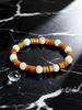Healing Beaded Bracelet Natural Stone Vintage Yellow Wood Slice & Shoushan Stone Bead for Energy Reiki & Spiritual Charm Jewelry