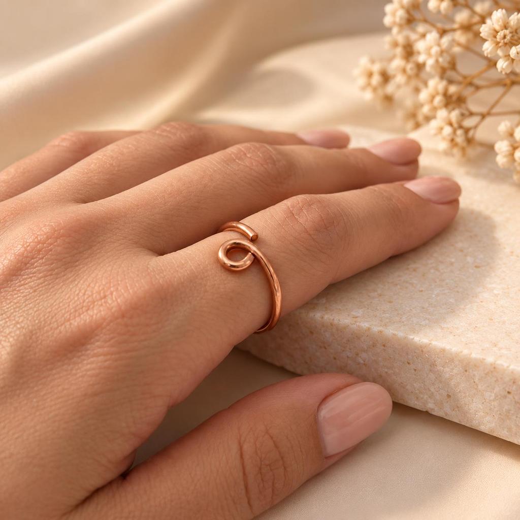 Kupfer-Spiral-Offener Ring, Minimalistischer Verstellbarer Bandring, Einfacher Alltags-Schmuck