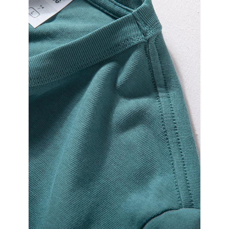 T-Shirt for Men, American Style 300g Heavyweight Pure Cotton Spring and Autumn Base Shirt, Simple and Versatile Round Neck Pullover Men's Top