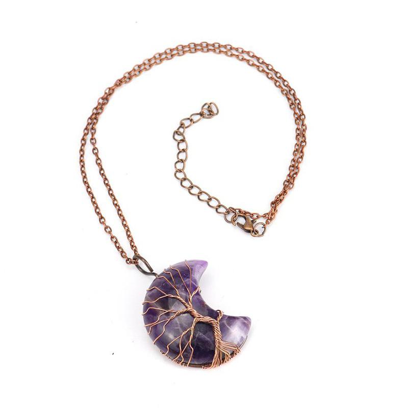 Ancient Red Copper Moon Natural Stone Wrapped Around The Tree Of Life, Necklace, Fortune Tree Necklace N511