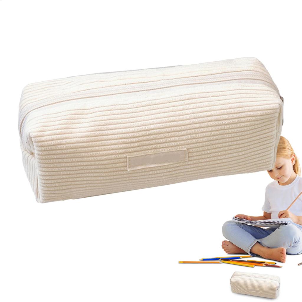 Large Capacity Pen Case Corduroy Pencil Organizer Case Cute Aesthetic Pencil Case Corduroy Pencil Case Zipper Pencil Box