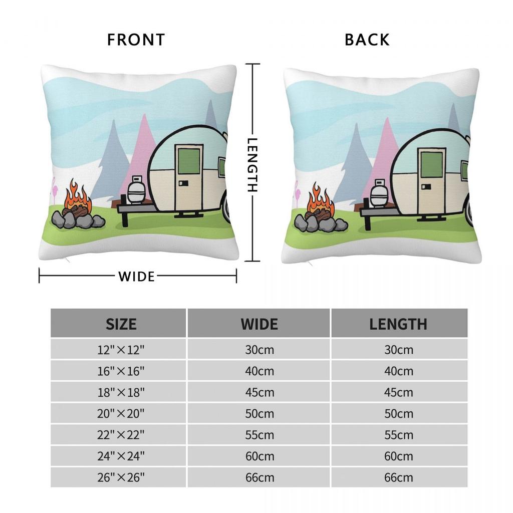 Retro Camper Campfire Grill Square Pillowcase Polyester Linen Velvet Pattern Decor Throw Pillow Case Sofa Cushion Cover 45X45