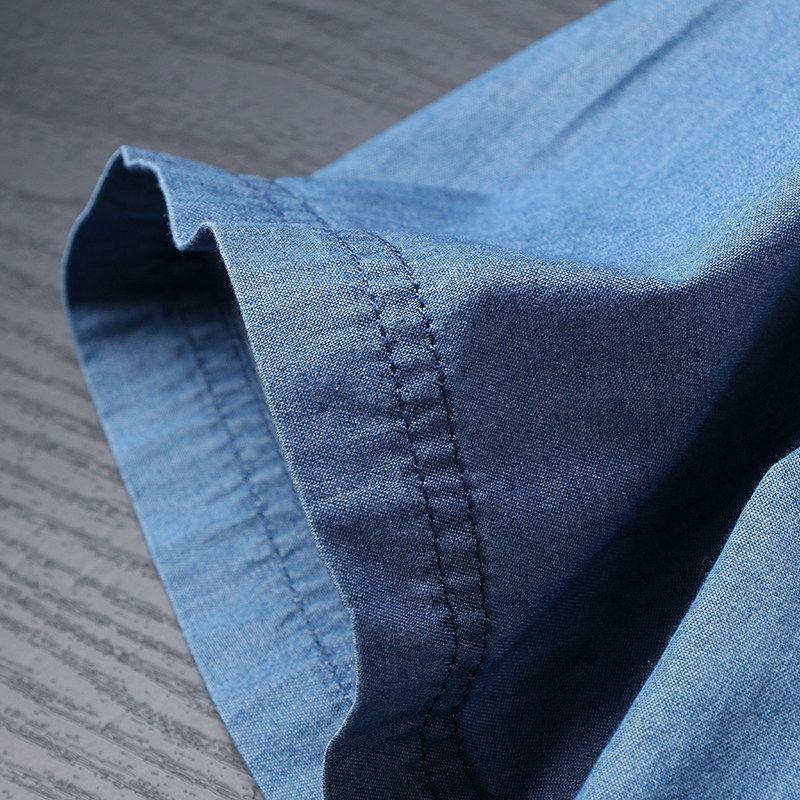 Foreign Trade Short Sleeve Japanese Tencel Denim Shirt