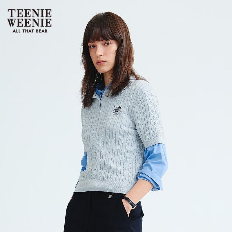 Teenie Weenie Women's Preppy Polo Short-Sleeved Knit Sweater