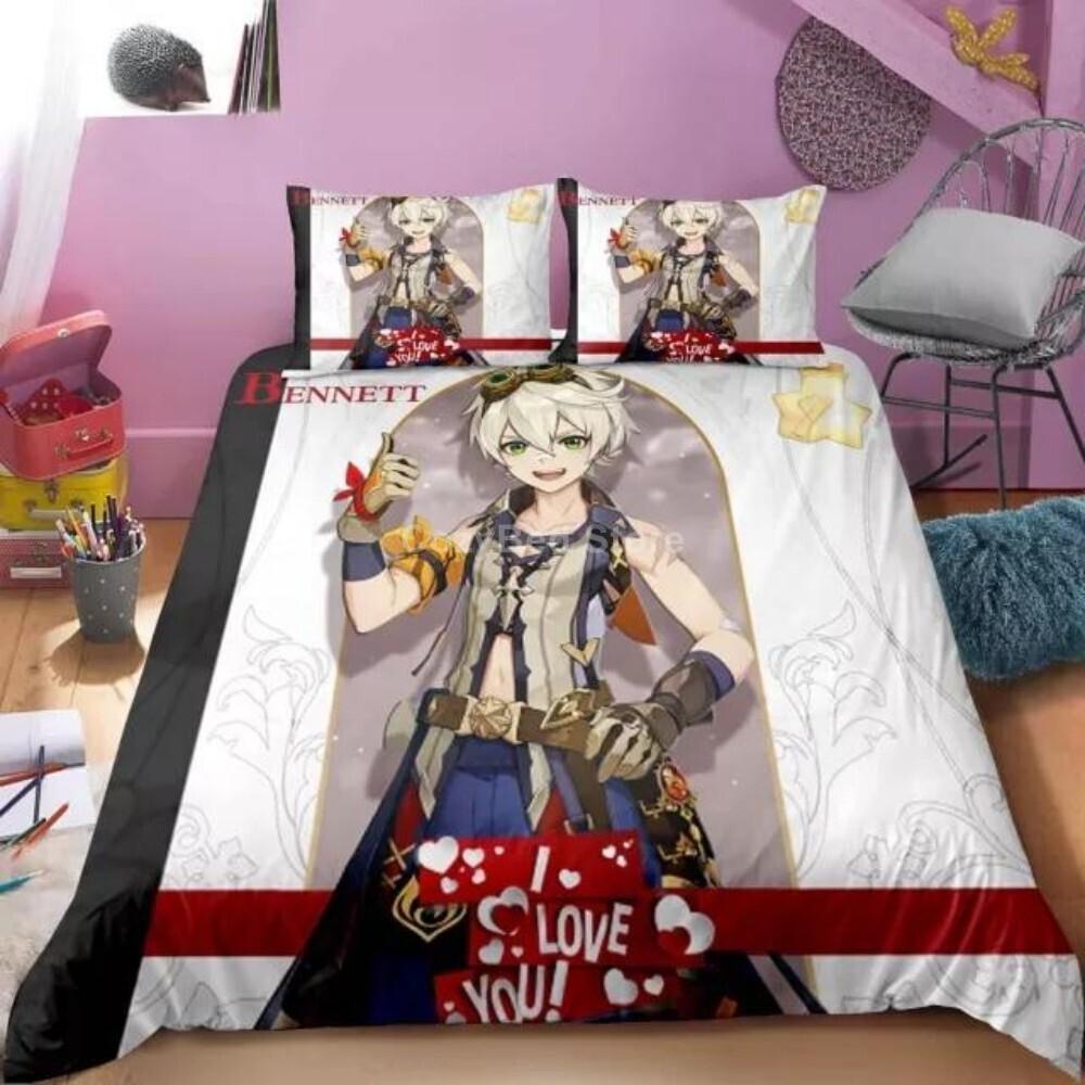 Genshin Impact Sleep Bedding Collection Cartoon Anime Bedspread Cover Single Size Size Double Size Size Kids Boys Luxury Three-Dimensional Bed Linen
