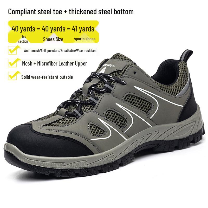 Breathable Mesh Steel Toe Safety Shoes: Fashionable, Anti-Smash, Anti-Puncture, Wear-Resistant Protective Footwear for Work.