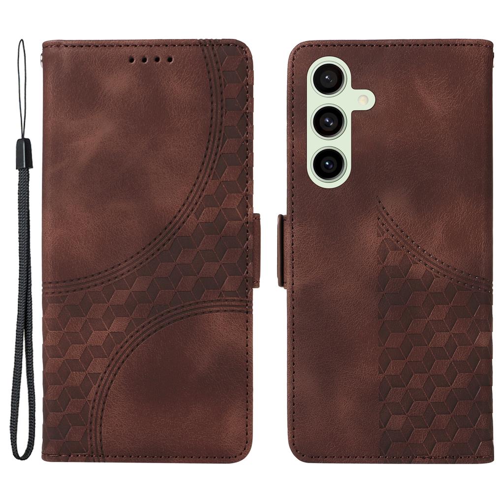 Für Samsung Galaxy S24 FE Lederhüllen Wallet Rautenmuster Geprägte Handyhülle Ständer mit Trageriemen